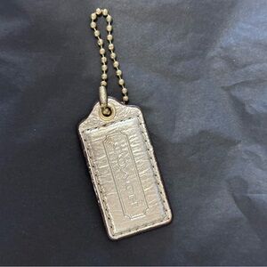 Coach Metallic shimmer beige Tag Keychain